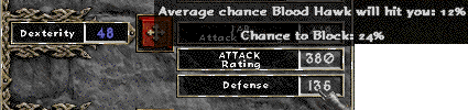 ingame display of blockchance in character screen