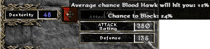 defense rating displayed in character screen